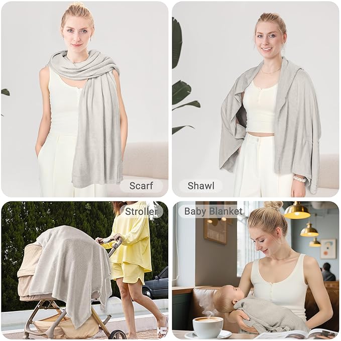 Nursing Cover for Breastfeeding – Soft & Breathable Lyocell Nursing Poncho for Mom, Lightweight Breastfeeding Cover, 360° Privacy Nursing Shawl for Travel & Pumping, Includes Laundry Bag