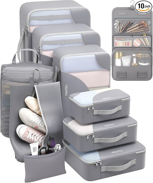 10 Set Packing Cubes for Travel, Gifts for Women Mom,Anti-Tearing Suitcase Organizer,OlarHike Vacation Essentials & Accessories for Cruise Ship