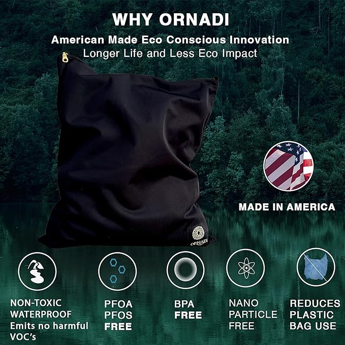 Wet Gym Clothes Bag Waterproof Antimicrobial Sack Bacteria & Odor Control from Dirty Laundry, Swimsuits, Sweaty Shoes for Smell Proof Travel 14 X 17.5" Made in USA by Ornadi