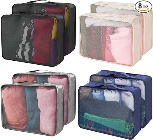 Silkfly 8 Pcs XL Packing Cube for Travel Luggage Organizer Suitcase High Capacity Large Packing Bag Bulk Reusable Mesh Travel Cube for Hiking Camping Accessory, 17.7 x 13 x 4.7 Inch (Multicolor)