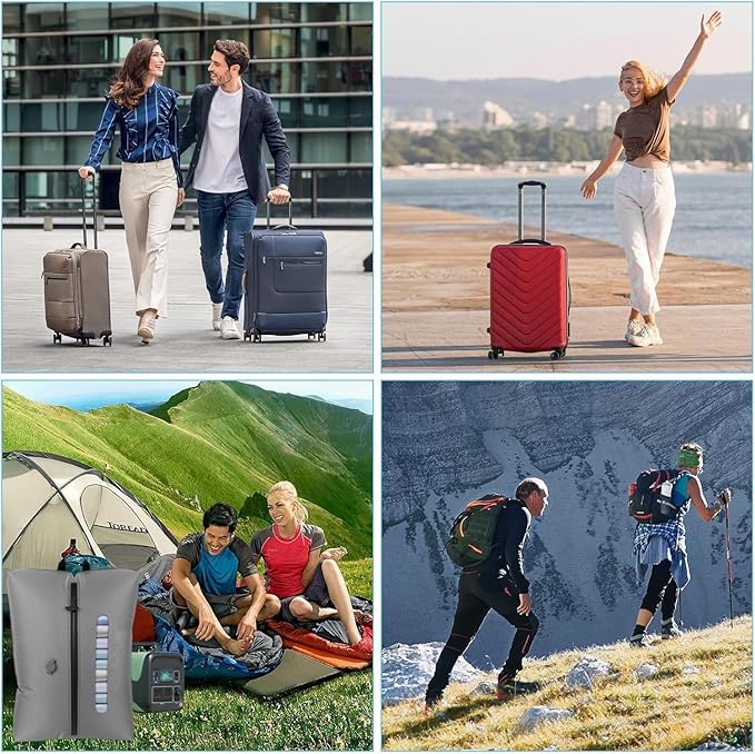 AIDONS Vacuum Seal Bags for Clothing Travel with Electric Pump - Reusable Vacuum Compression Bags for Storage Clothes & Blankets, Fits Carry-On, Backpack, Suitcase & Home(Grey 1PC+Pump)