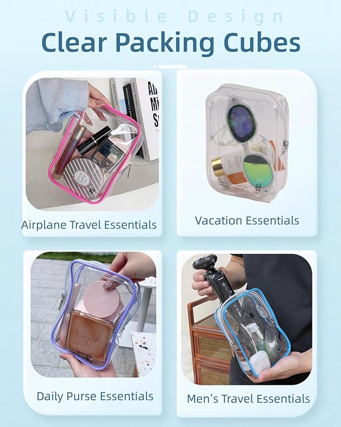 2 Packing Cubes 1 Quart Size Travel Bag TSA Approved Toiletry Bag Clear Small Purse Pouch International Long Flight Must Haves for Toiletries Makeup Liquids Airplane Europe Vacation Essentials