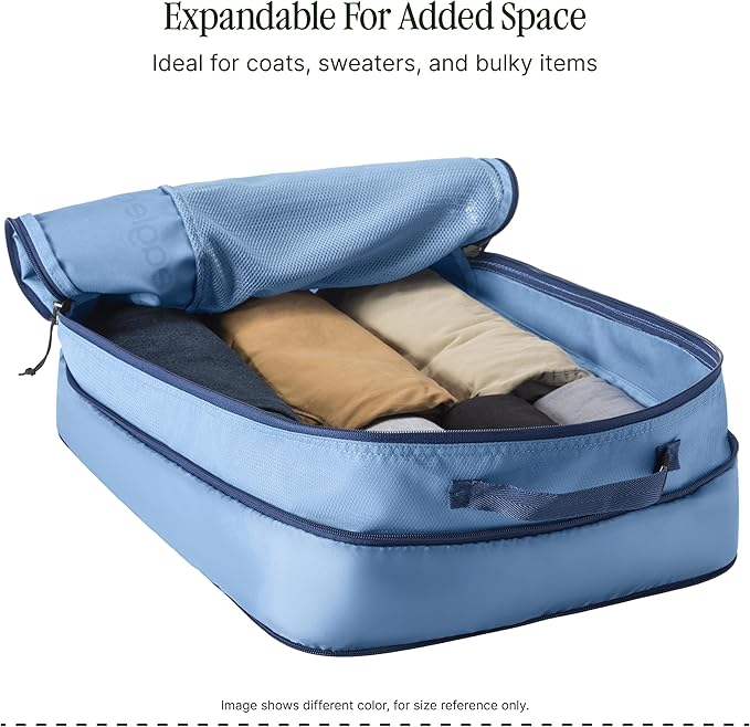 Eagle Creek Pack-It Reveal Expansion Cube - Adjustable Storage Expansion Cube for Travel - Durable Compression Zipper - Water-Resistant - Sustainable - Large - Storm Grey