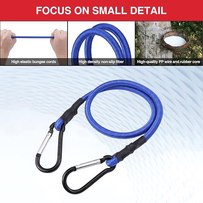 WORKPRO 24" Bungee Cords with Hooks, 4 Pack Heavy Duty Outdoor Bungee Strap - Image 4