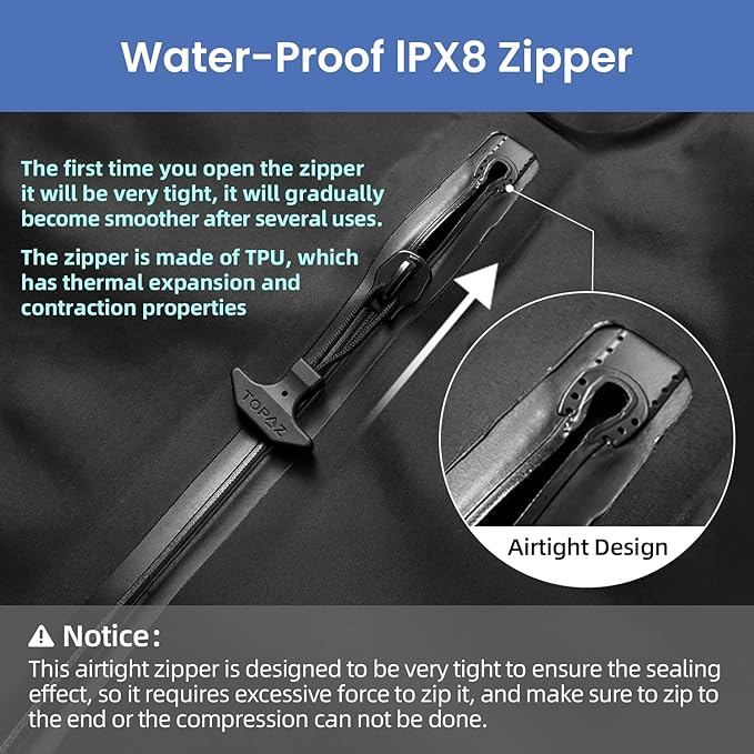 BAGAIL TPU Vacuum Bag for Travel, Reusable Compression Bag with IPX8 Waterproof Zipper, Save Space for Suitcase, Backpack and Carry on (Black, Large, N0 Pump)