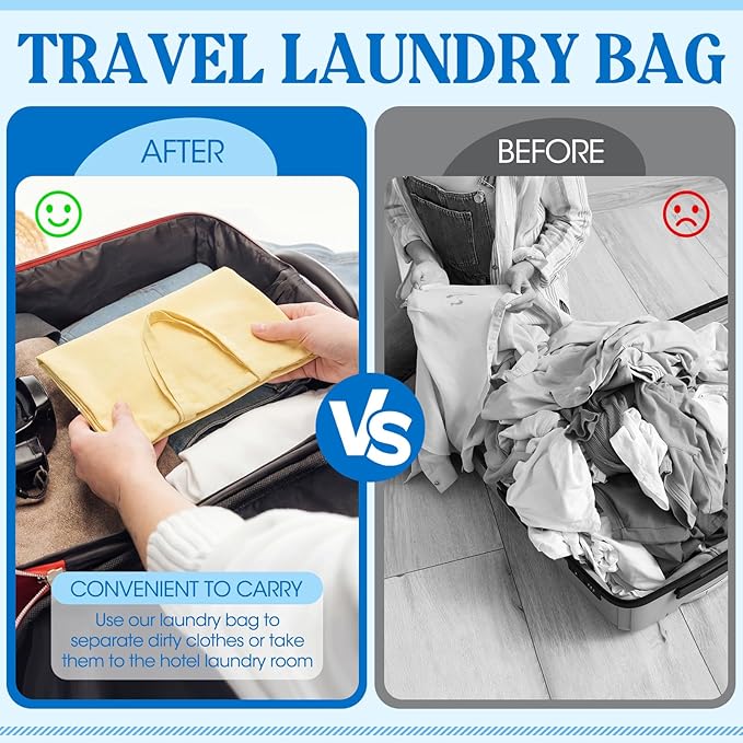 Zhehao 6 Packs Canvas Laundry Bags 20" x 28" Thick Heavy Duty Cotton Laundry Bag with Handles & Drawstring Fit a Basket or Hamper Perfect for College Dorm Apartment Dwellers and Travel(Warm Color)