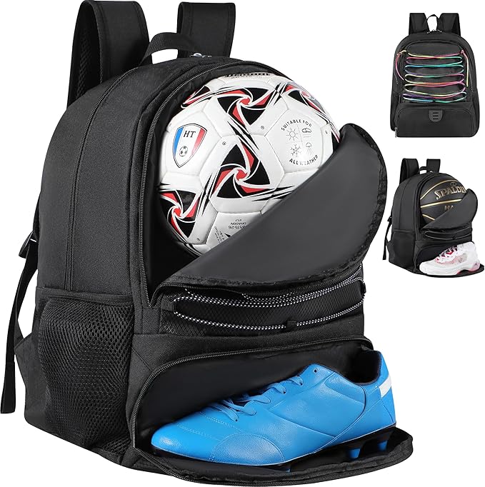 Basketball Bag Backpack for Men Women with Ball & Shoes Compartment 30L Capacity Lightweight Breathable Boys Girls Soccer Ball Bag Backpack Fit Volleyball Football Sports Travel School Gym