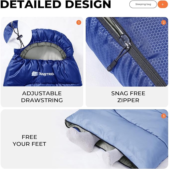 Sleeping Bag for Adults Warm Weather, Compact Lightweight Backpacking Sleeping Bag with Compression Sack, Camping Essentials Gear for Hiking Travel Climbing Outdoor & Indoor Use