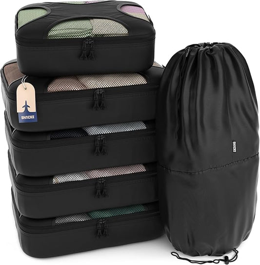 Shacke Packing Cubes for Travel 6 Set - Premium Luggage Organizer Bags - Versatile Travel Organizer for Women and Men - Optimized Packing Bags - Travel Essentials