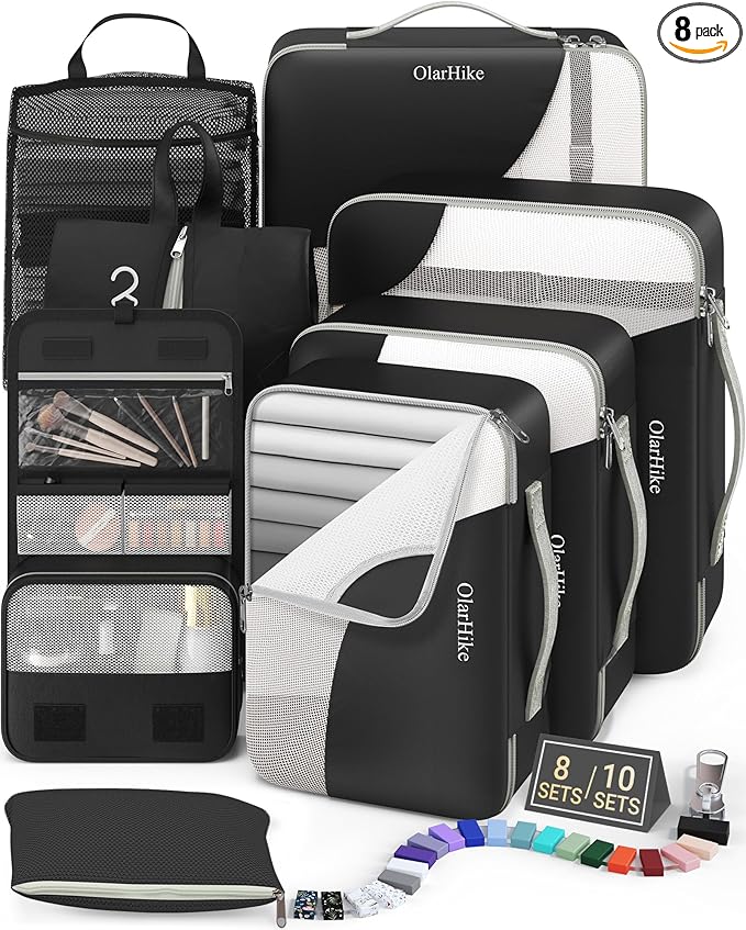 8 Set Packing Cubes for Travel, Gifts for Women Mom,Anti-Tearing Suitcase Organizer,OlarHike Vacation Essentials & Accessories for Cruise Ship