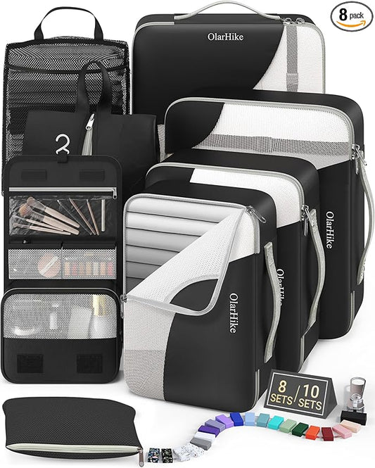 8 Set Packing Cubes for Travel, Gifts for Women Mom,Anti-Tearing Suitcase Organizer,OlarHike Vacation Essentials & Accessories for Cruise Ship