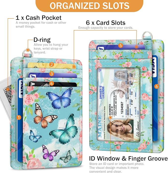 Yonlevres Credit Card Holder Slim RFID Wallet Women Small Butterfly Travel - Image 4