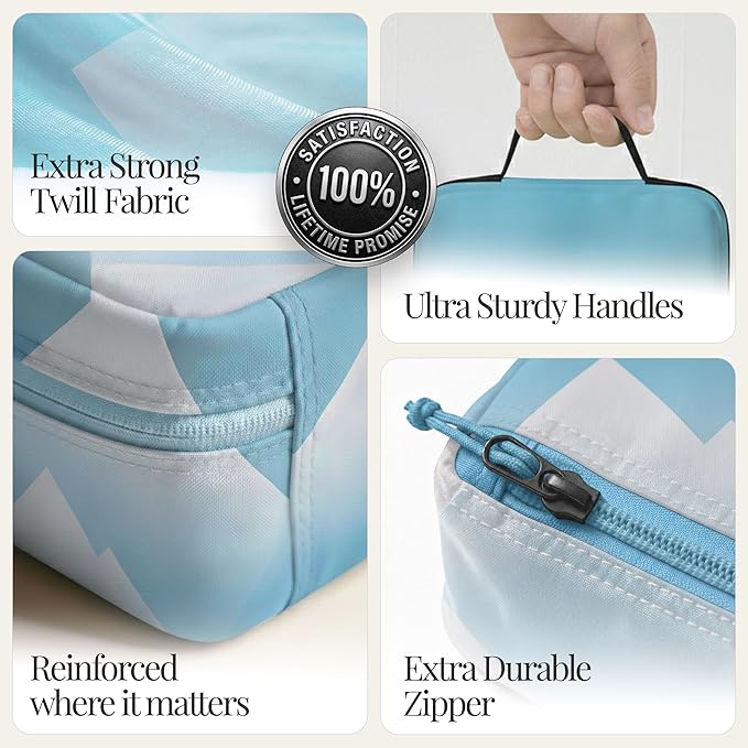 Well Traveled 8 pcs Compression Packing Bags Cubes Set with HybridMax Double-Capacity Design - Packing Cubes for Travel Compression to Maximize Limited Luggage Space, Vista