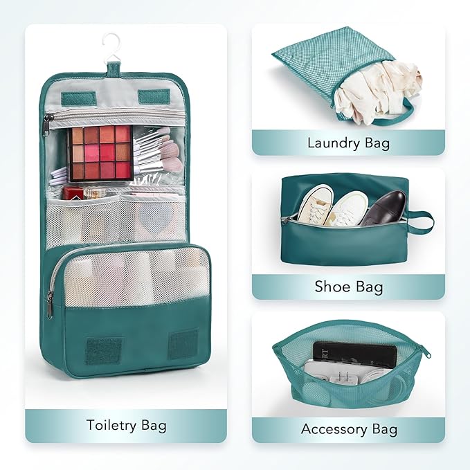 10 Set Compression Packing Cubes for Travel Essentials,Compressible Expandable Packing Cubes for Suitcase,OlarHike Luggage Organizer Bags,Handy Helper for Organizing Clothes(Dark Blue Green)
