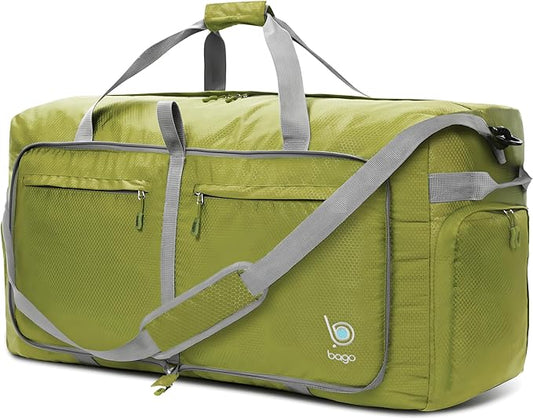 Bago Large Duffle Bag for Travel Women & Men. Durable Lightweight Foldable Travel Duffel Bags For Traveling Women. 100L Duffle Bags for Overnight Bag With Shoe Compartment Collapsible Weekender duffel