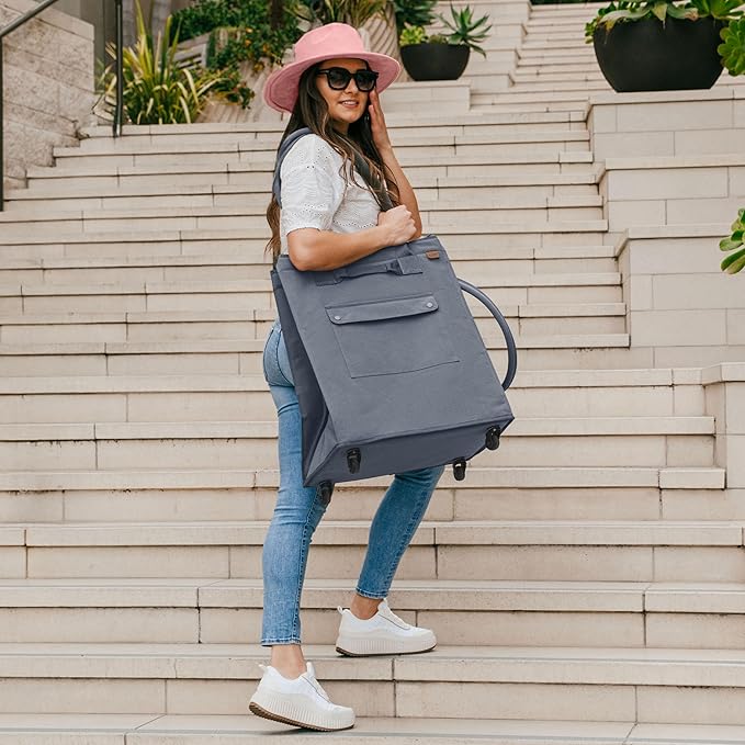 CleverMade Hauler Rolling Tote Bag, 90L Collapsible Portable Shopping Cart with Wheels for Groceries, Laundry, Organization