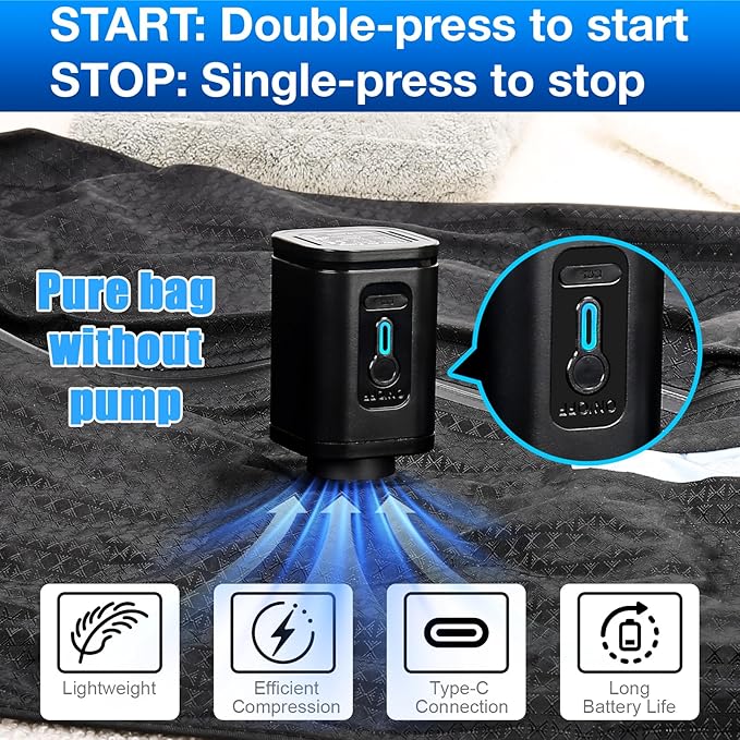 Travel Vacuum Bags with Pump–Electric Wireless Air Pump (1PC NO Pump)