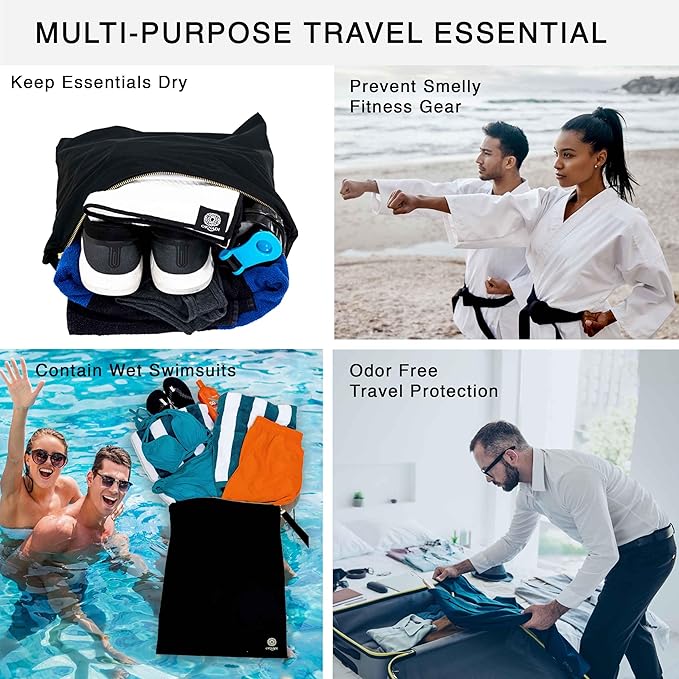 Ornadi X Large Waterproof Antimicrobial Travel Wet Dry Laundry Bag Inhibits Bacteria & Odor from Swimsuits & Towels, Sweaty Gym Shoes, Dirty Clothes Protects Luggage Made in USA 17 x 23.5”