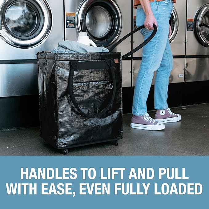 CleverMade Hauler Rolling Tote Bag, 90L Collapsible Portable Shopping Cart with Wheels for Groceries, Laundry, Organization