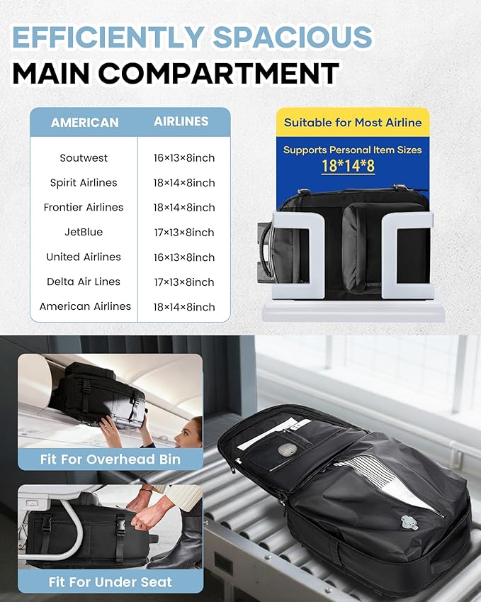 WONHOX Vacuum Seal Backpack for Travel with Air Pump Daypack Carry on Flight Approved Compression Laptop Space Saver Bags Storage with Vacuum System 18x14x8 inches Travel Essentials Bag Women Black