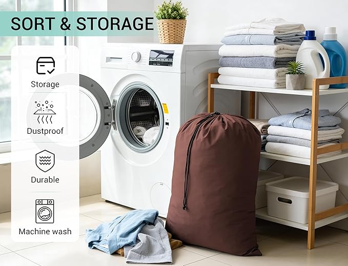 ZPECC Bulk Travel Laundry Bag,Extra Large Heavy Duty Laundry Bags 24 Pack,Washable Dirty Clothes Organizer XL for College Dorm Hotel Camping and Home Storage 30x40(Brown)