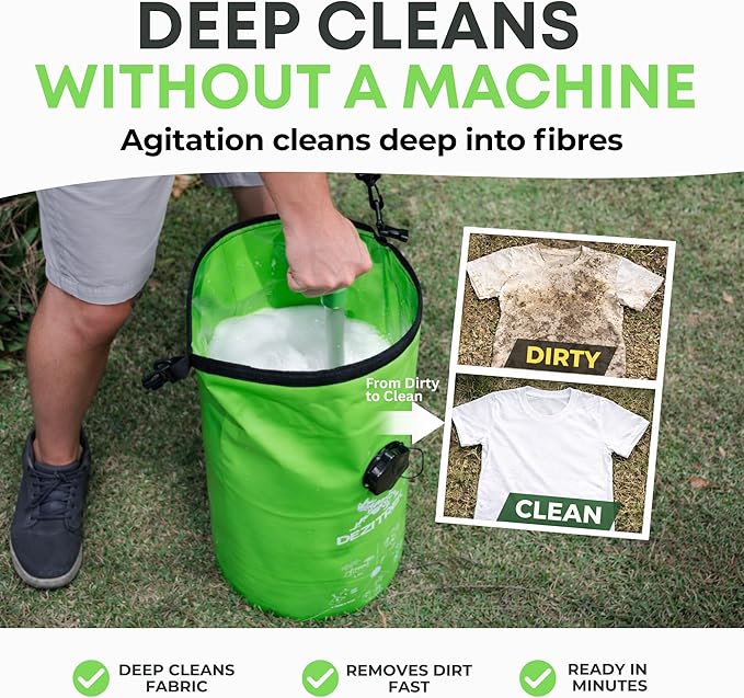 LARGE Portable Washing Machine – Off-Grid Laundry System, High Capacity Manual Clothes Washer with Plunger, No Power Needed, for Camping, RV, Travel