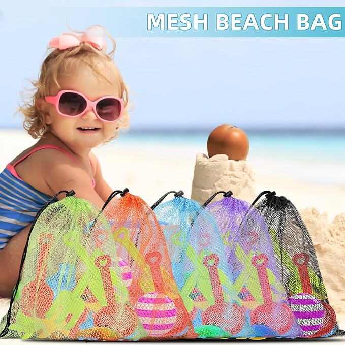 10Pcs Multicolor Mesh Drawstring Bags: Nylon Mesh Laundry Gym Travel Beach Bags with Locking Closure