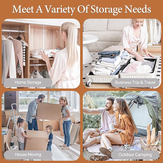 Vacbird Vacuum Storage Bags for Clothing Travel, 10 Pack Vacuum Bags with Rechargeable Cordless Air Pump(2 Large+4 Medium+4 Small), Compression Packing for Clothes Blanket Suitcase Luggage