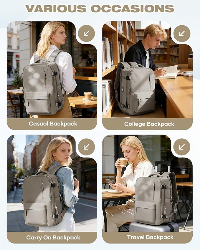 Vacuum Seal Travel Backpack Built-in Pump,Air Compression System Vacuum Vacpack Backpack Travel Bag for Women Men Carry On Suitcase Luggage Laptop Airlines Approved Daypack Space Saver Bags Grey Brown