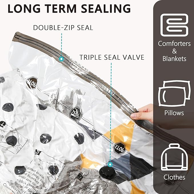 Vacuum Seal Bags for Clothing Travel and Home Storage, Travel Vacuum Bags with Electric Pump, Space Saver Compression Packing Cubes for Luggage Suitcase Bedding Blankets Clothes, 28 Combo