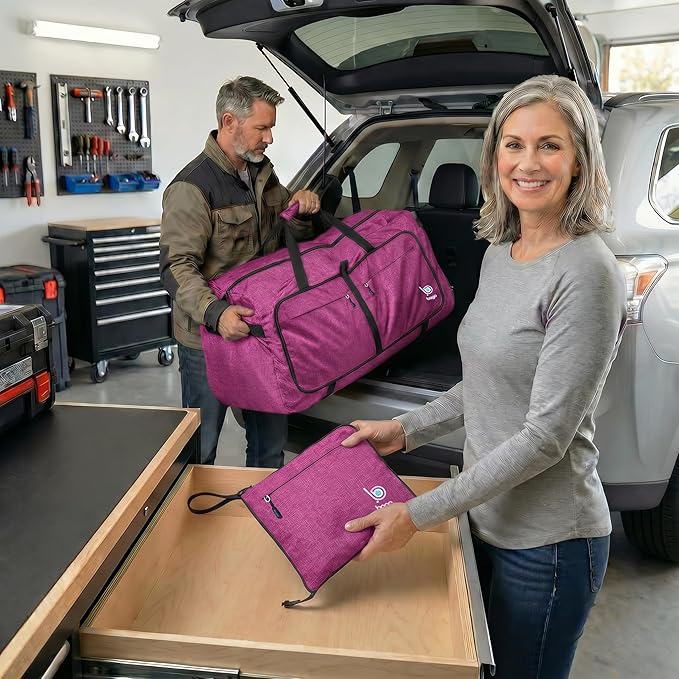 Bago Large Duffle Bag for Travel Women & Men. Durable Lightweight Foldable Travel Duffel Bags For Traveling Women. 100L Duffle Bags for Overnight Bag With Shoe Compartment Collapsible Weekender duffel