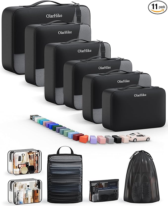 11 Set Packing Cubes for Travel, Gifts for Women Mom,Anti-Tearing Suitcase Organizer,OlarHike Vacation Essentials & Accessories for Cruise Ship
