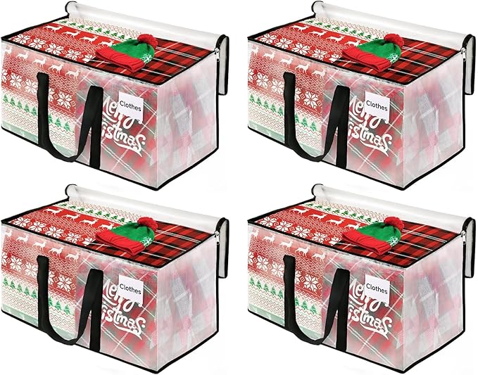 BlissTotes Clear Moving Bags Heavy Duty, 93L Extra Large Storage Bags with Zipper & Reinforced Handles, Waterproof PP Moving Totes for Clothes, Bedding, Comforters, Space Saving Storage (8 Pack)