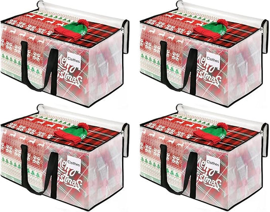 BlissTotes Clear Moving Bags Heavy Duty, 93L Extra Large Storage Bags with Zipper & Reinforced Handles, Waterproof PP Moving Totes for Clothes, Bedding, Comforters, Space Saving Storage (8 Pack)
