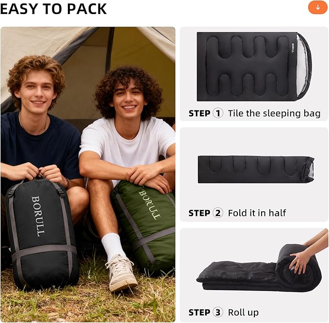 Double Sleeping Bags for Adults with Pillows Queen Size XL Camping Waterproof Sleeping Bag with Compression Sack for Kids for Hiking Backpacking 2 Person Cold Warm Weather Outdoor Indoor