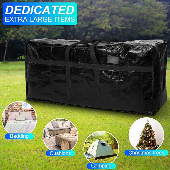 8 Pcs 66 Gallon Extra Large Moving Bags Heavy Duty Storage Bag with Strong Zipper Handle Foldable XXL Jumbo Storage Tote Packing Moving Box for College Dorm Travel Cloth Duffle (Black)