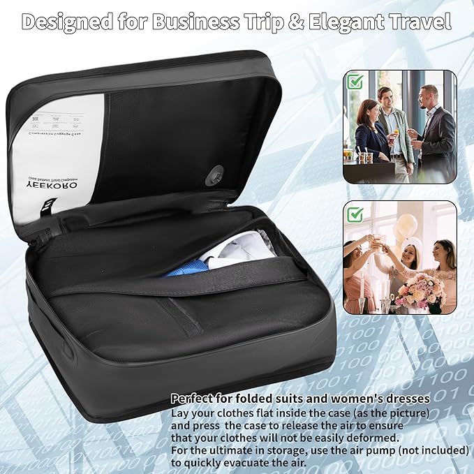 Compression Packing Cubes, Vacuum Bags for Business Trip, Professional IPX8 Reusable Travel Packing Cubes for 20 inch Suitcases, Organizer Bags for Luggage for Women & Men(2 pack, with Pump)