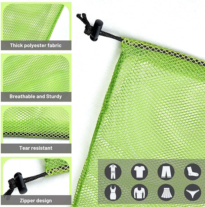 Berlune 36 Pcs 32x24 in Large Laundry Bag Colorful Extra Large Mesh Laundry Bag Bulk with Drawstring Heavy Duty Mesh Machine Washable Drawstring Pouch