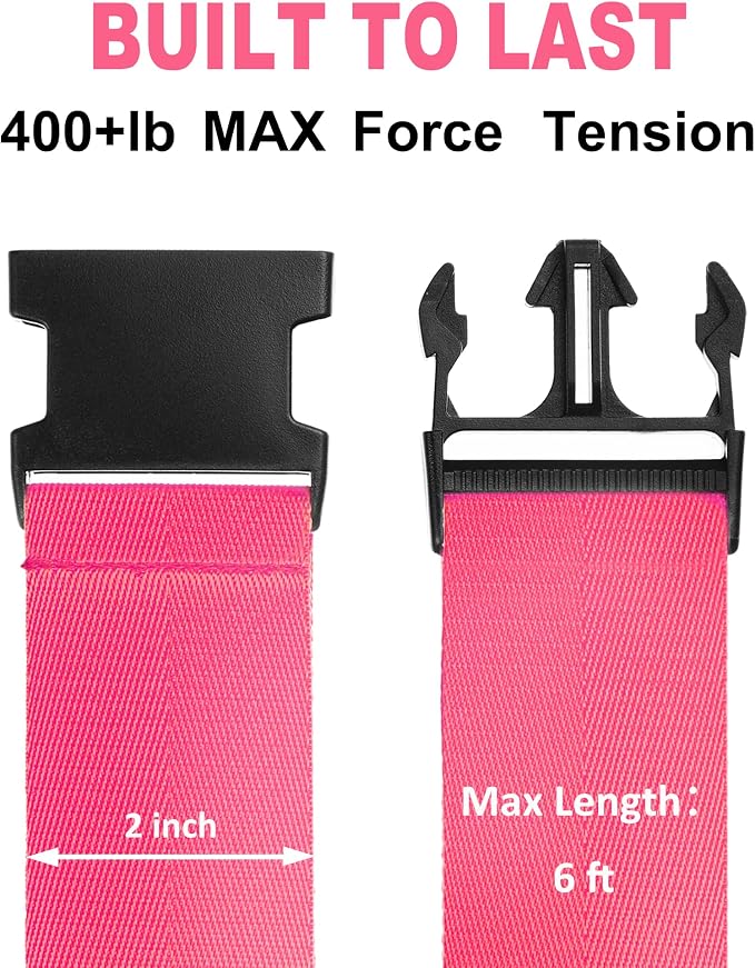 Luggage Straps for Suitcases TSA Approved Travel Belt 4 Pack by Chelmon (Rose Red) - Image 2