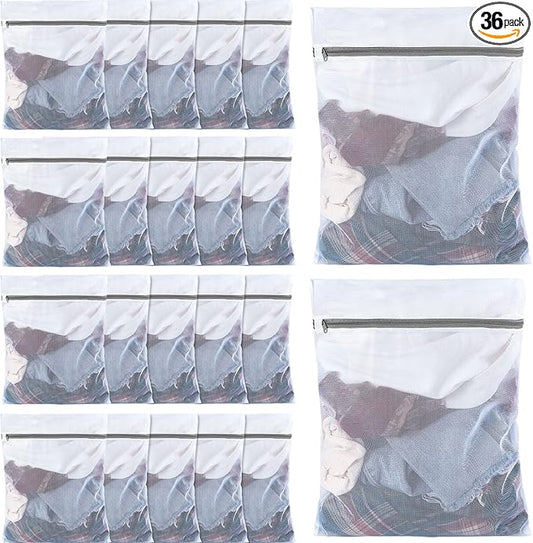 36 Pieces Mesh Laundry Bags Fine Mesh Wash Bags with Zipper Machine Washable Lingerie Bags for Washing Delicates Clothes Garment Underwear Blouse Hosiery Socks Travel, 16 x 20 Inches (Gray)