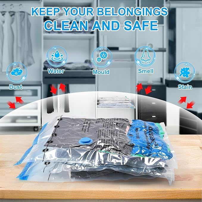 BoxLegend 10 Jumbo Vacuum Storage Bags with 1500mAh USB Electric Pump 31.5’’x39.37'' Thickened Vacuum Seal Bags for Large Down Jackets Comforters Bedding & Pillows Clothing Space-Saving Home Storage