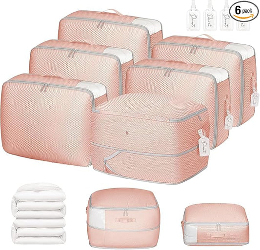 DIMJ Comforter Storage Bag 6 Pack - Blanket Storage Organizer Compression Bags, Large Capacity Ultra Space Saving Self Compression Organize for Bedding, Pillow, Duvet, Sheet Storage with Zipper Window