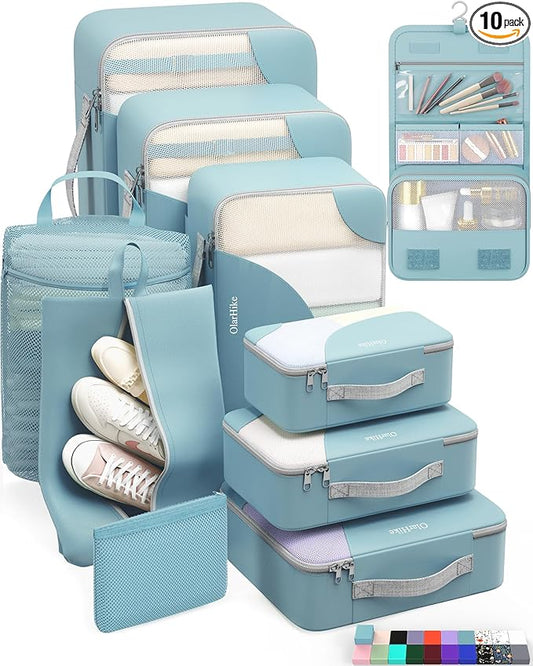 10 Set Packing Cubes for Travel, Gifts for Women Mom,Anti-Tearing Suitcase Organizer,OlarHike Vacation Essentials & Accessories for Cruise Ship