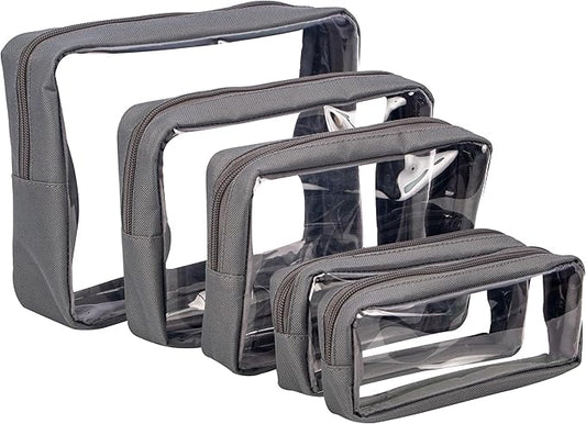 Remobia Hicol TSA Approved 5-Piece Diaper Bag Organizer Pouch Set Clear Waterproof TPU Kids Toiletry Storage Set Travel Packing Clutch Cube Bags for Baby Nursing (Grey)