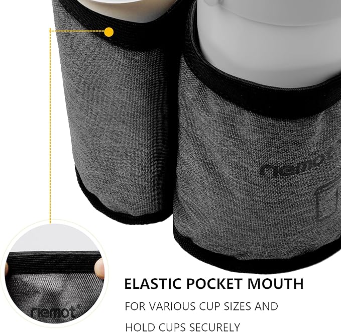 riemot Luggage Travel Cup Holder Free Hand Drink Carrier - Hold Two Coffee Mugs - Fits Roll on Suitcase Handles - Gifts for Flight Attendants Travelers Accessories Carbon Black - Image 4