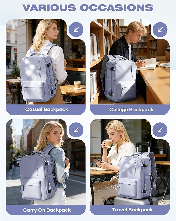 Vacuum Seal Travel Backpack Built-in Pump,Air Compression System Vacuum Vacpack Backpack Travel Bag for Women Men Carry On Suitcase Luggage Laptop Airlines Approved Daypack Space Saver Bags Purple