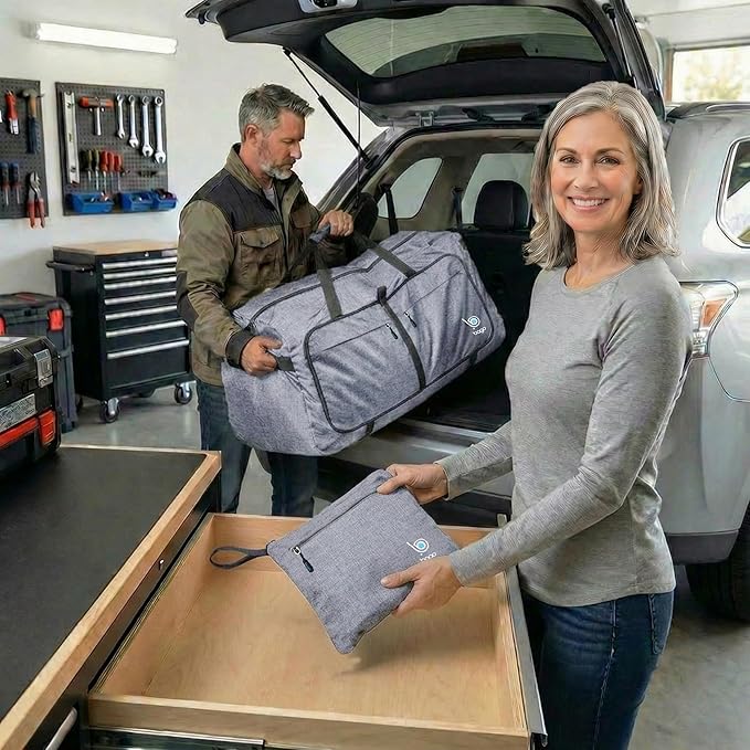 Bago Large Duffle Bag for Travel Women & Men. Durable Lightweight Foldable Travel Duffel Bags For Traveling Women. 100L Duffle Bags for Overnight Bag With Shoe Compartment Collapsible Weekender duffel