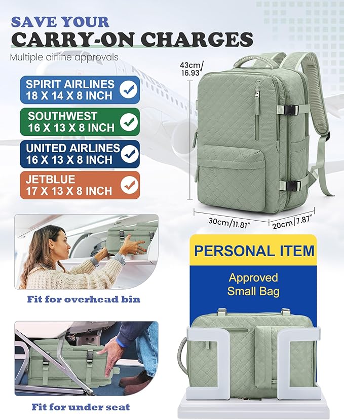 Travel Vacuum Storage Backpack with Air Pump Vacuum Seal Compression Space Saver Bags Clothing Vacpack 18x14x8 inches Travel Bag Carry on Personal item Laptop Work Backpacks Women LightGreen