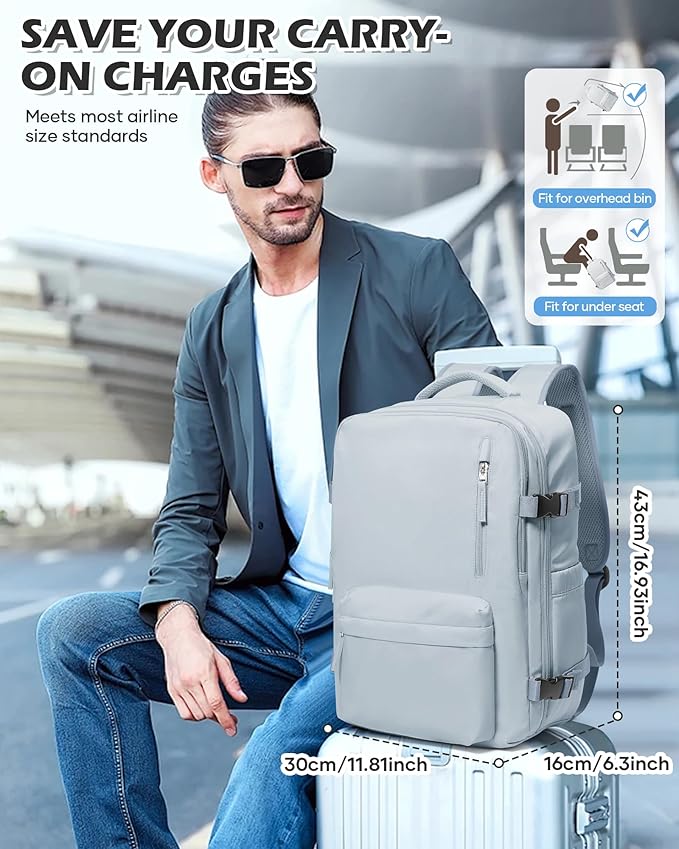 WONHOX Vacuum Seal Backpack for Travel with Air Pump Vacpack Carry on Flight Approved Compression Daypack Laptop Space Saver Bags Storage with Vacuum System 18x14x8 inches Travel Bag Women Men Blue