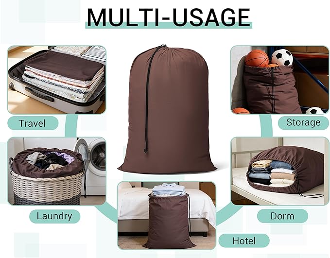 ZPECC Bulk Travel Laundry Bag,Extra Large Heavy Duty Laundry Bags 24 Pack,Washable Dirty Clothes Organizer XL for College Dorm Hotel Camping and Home Storage 30x40(Brown)